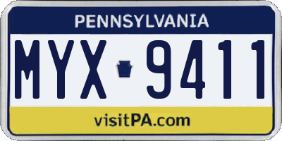 PA license plate MYX9411