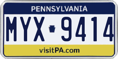 PA license plate MYX9414