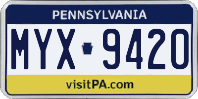 PA license plate MYX9420