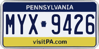 PA license plate MYX9426