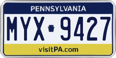 PA license plate MYX9427