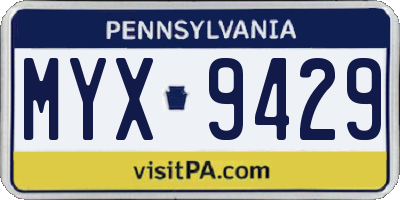 PA license plate MYX9429