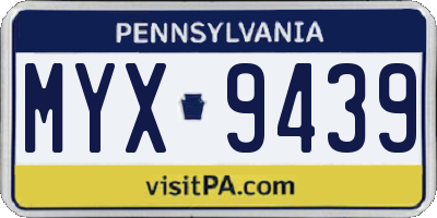 PA license plate MYX9439