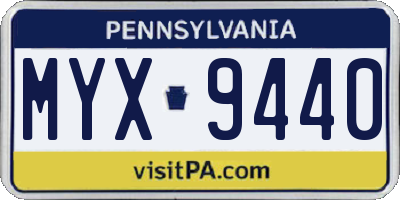PA license plate MYX9440