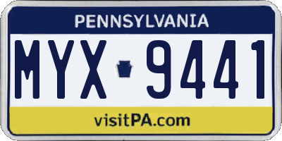 PA license plate MYX9441
