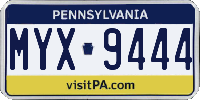 PA license plate MYX9444