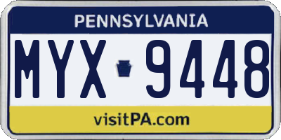 PA license plate MYX9448
