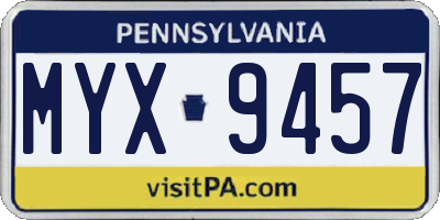 PA license plate MYX9457