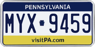 PA license plate MYX9459