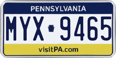 PA license plate MYX9465