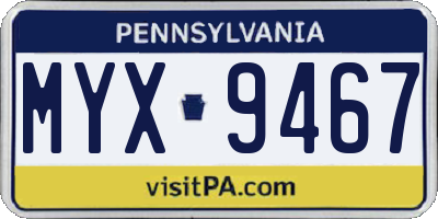 PA license plate MYX9467