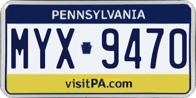 PA license plate MYX9470