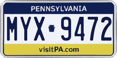 PA license plate MYX9472