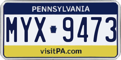 PA license plate MYX9473