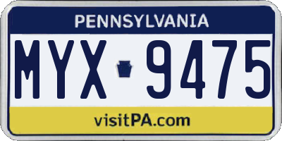 PA license plate MYX9475