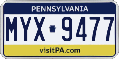 PA license plate MYX9477