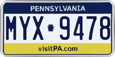PA license plate MYX9478