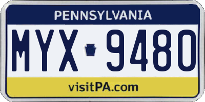 PA license plate MYX9480