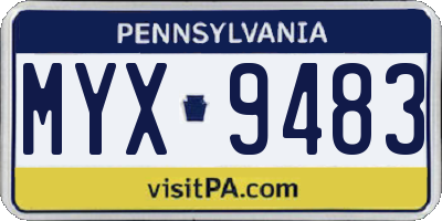 PA license plate MYX9483