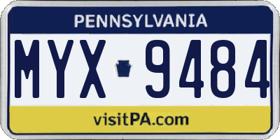 PA license plate MYX9484