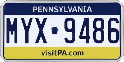 PA license plate MYX9486