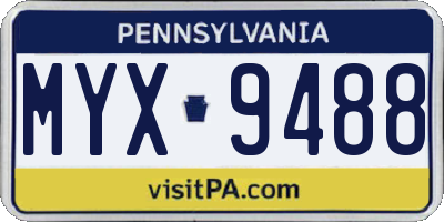 PA license plate MYX9488