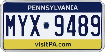 PA license plate MYX9489
