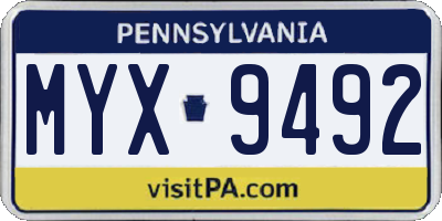 PA license plate MYX9492