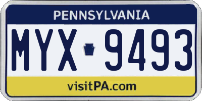PA license plate MYX9493