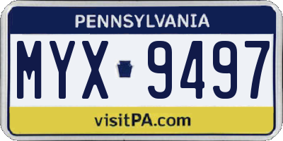 PA license plate MYX9497