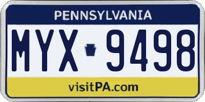 PA license plate MYX9498