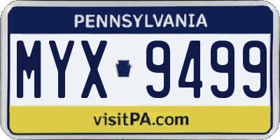 PA license plate MYX9499