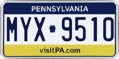 PA license plate MYX9510