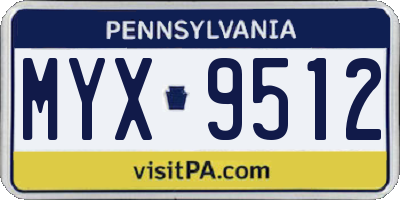 PA license plate MYX9512
