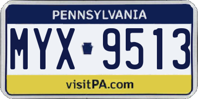 PA license plate MYX9513