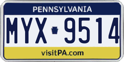 PA license plate MYX9514