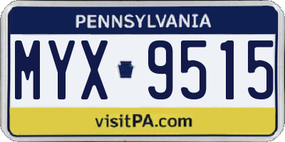 PA license plate MYX9515