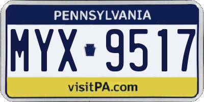 PA license plate MYX9517