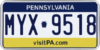 PA license plate MYX9518