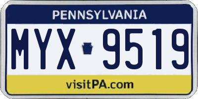 PA license plate MYX9519