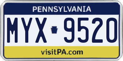 PA license plate MYX9520