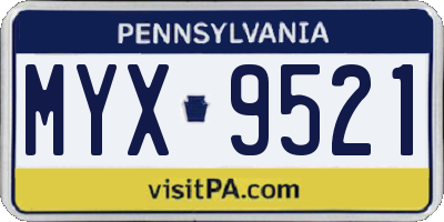 PA license plate MYX9521