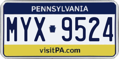 PA license plate MYX9524