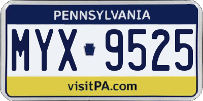 PA license plate MYX9525