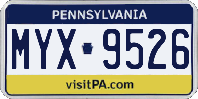 PA license plate MYX9526