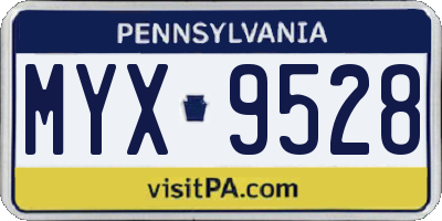 PA license plate MYX9528