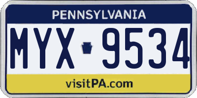 PA license plate MYX9534