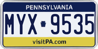 PA license plate MYX9535
