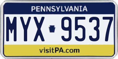 PA license plate MYX9537