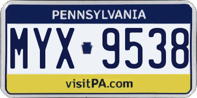 PA license plate MYX9538